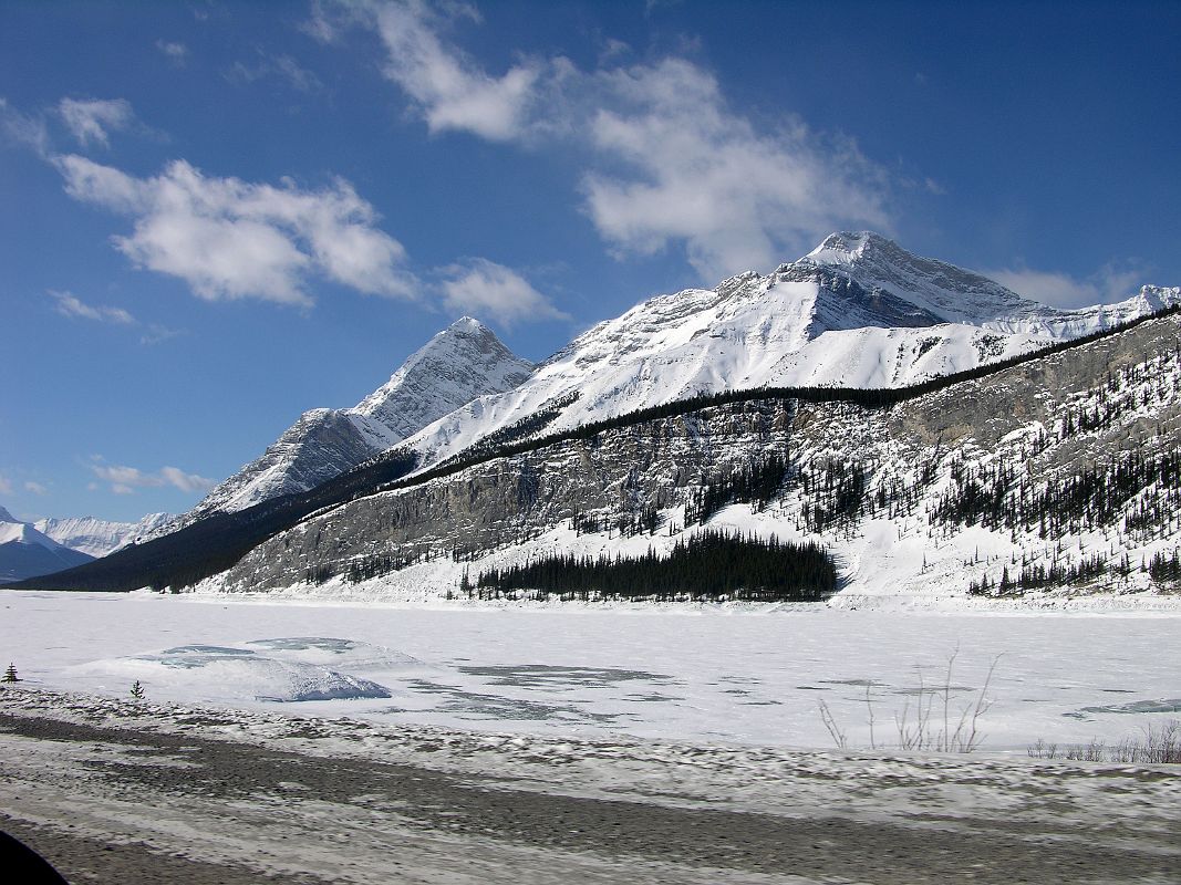 06 Mount Nestor and Old Goat Mountain Above Spray Lake From Highway 742 Smith-Dorrien Spray Trail In Kananaskis In Winter